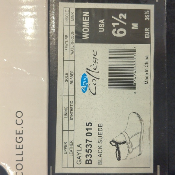 Aqua College Gayla Black Suede Leather Mink Insole Boots with Buckle Detail 6.5 - Picture 6 of 7